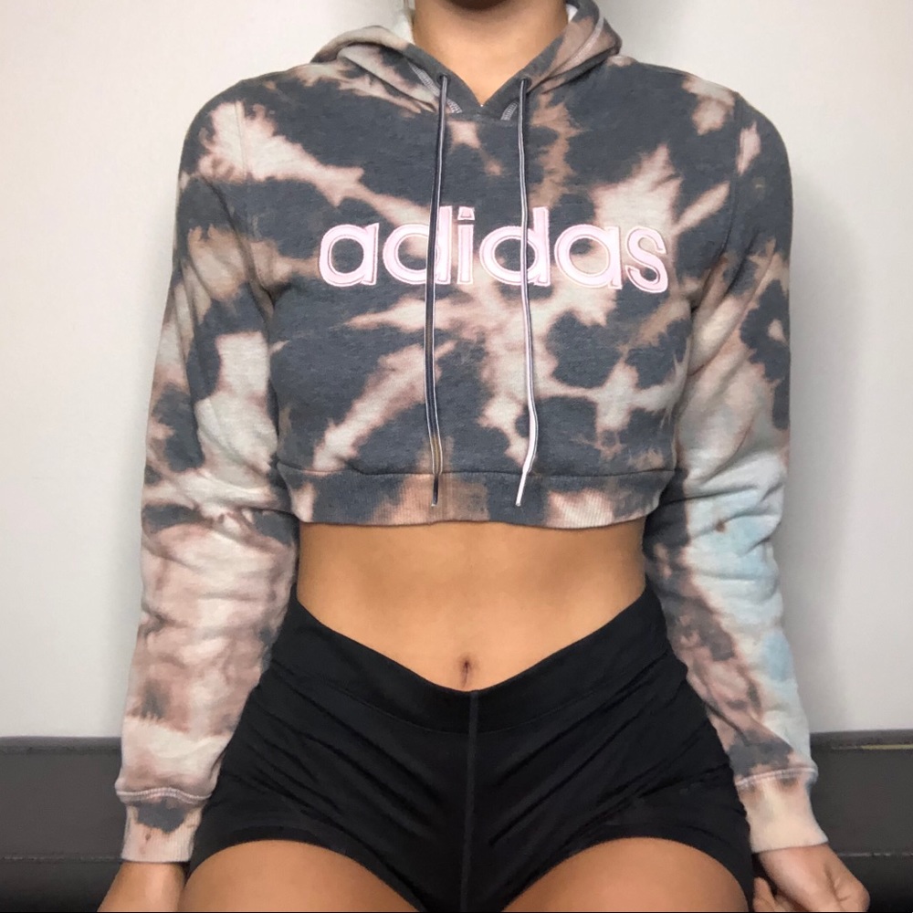 🔥 ADIDAS Custom Tie Dye Crop Hoodie Small